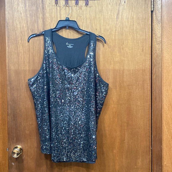 Lane Bryant charcoal gray sparkly top - Picture 1 of 2